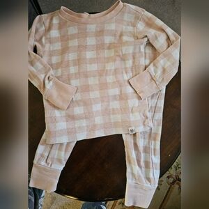 Burts Bees Pink and White Checkered Pajama Set Sz 2t
